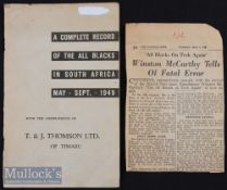 Rare 1949 NZ All Blacks Complete Record of the 1949 tour to S Africa Booklet: With a little wear and