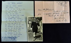 Autographed Items from Referee Arthur Ellis: Consisting of black & white photograph signed and dated