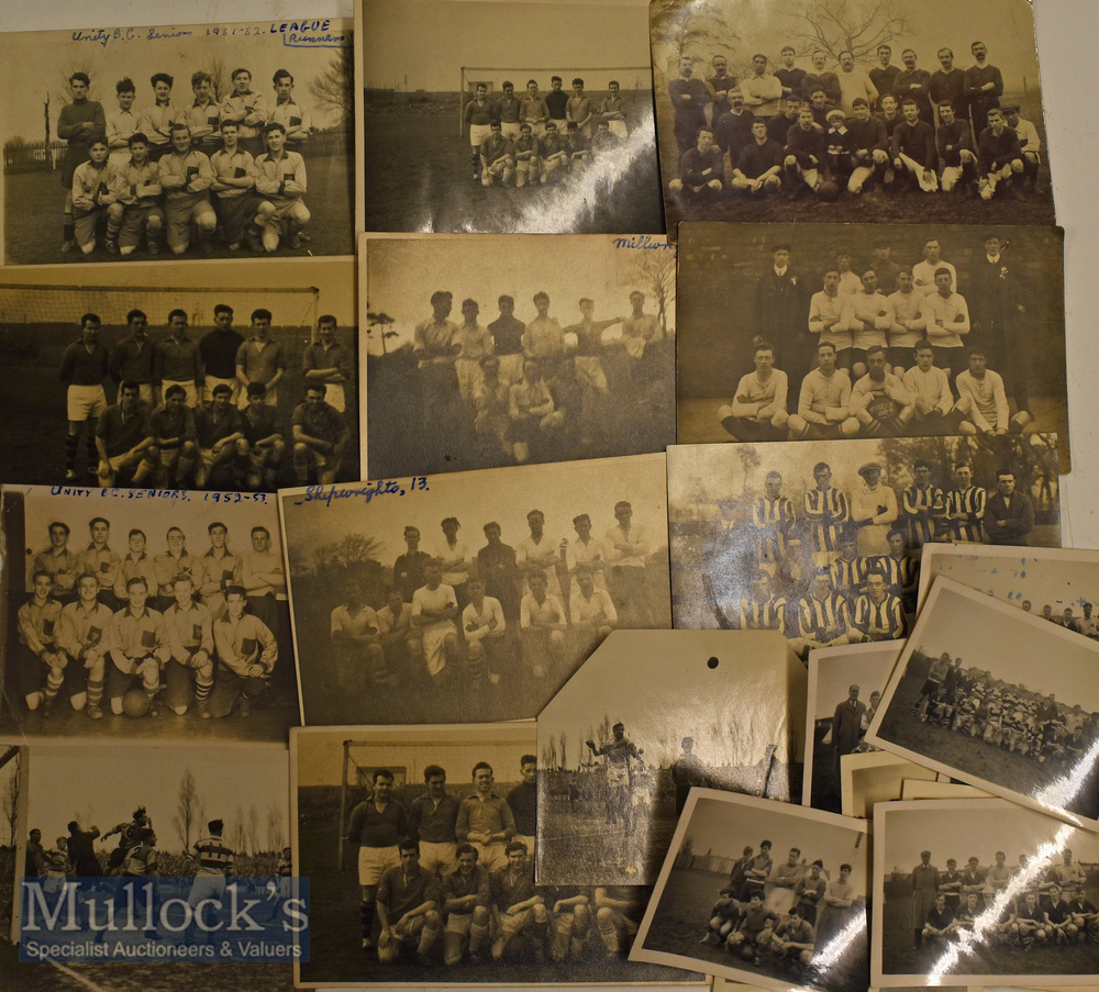 Assorted Selection of Football Photographs and Postcards depicting various scenes^ some action^