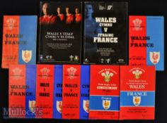 Wales v France and Italy Rugby Programmes (9): Cardiff issues v France 1970^ 1974^ 1976 (Grand