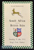 Rare 1962 British & Irish Lions in SA Rugby Test Programme: Much coveted 36pp magazine-style