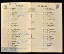 1955 Autographed Wales v England rugby programme: Usual Arms Park magazine issue with some folds but