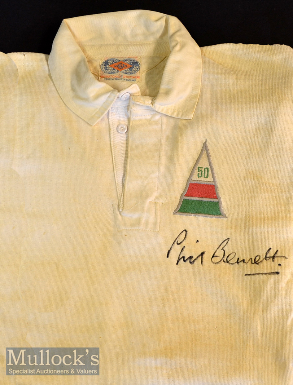 Rare 1972 Phil Bennett Match worn & Signed Rugby Jersey: The Urdd (Welsh League of Youth) staged