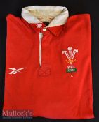 1990s Ian Gough’s Wales ‘A’ Match worn Rugby Jersey: Fully logoed Reebok 48” Chest Red Jersey