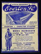 1936/37 Everton v Charlton Athletic football programme date 17 April^ in very good condition