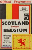 1948 Scotland v Belgium international football programme^ for the friendly Wednesday 28 April 1948