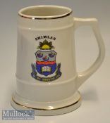 South African Ceramic Rugby Tankard: Good cream c.7” tall tankard with gold trim and heraldic