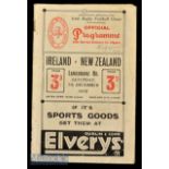 1935 Scarce Ireland v New Zealand Rugby programme: 20 pp fact-packed issue from Dublin^ in good
