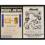 1989 British & Irish Lions to Australia Rugby Programmes (2): Scarce v Australia ‘B’ at Melbourne (