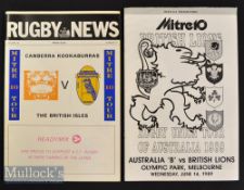 1989 British & Irish Lions to Australia Rugby Programmes (2): Scarce v Australia ‘B’ at Melbourne (