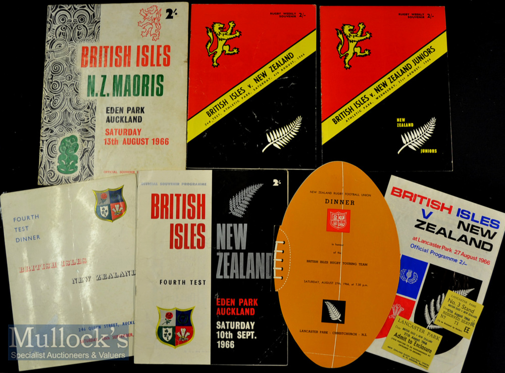 1966 British & Irish Lions in NZ Rugby Programmes/Menus & Tickets (8): issues from the 2nd Test at