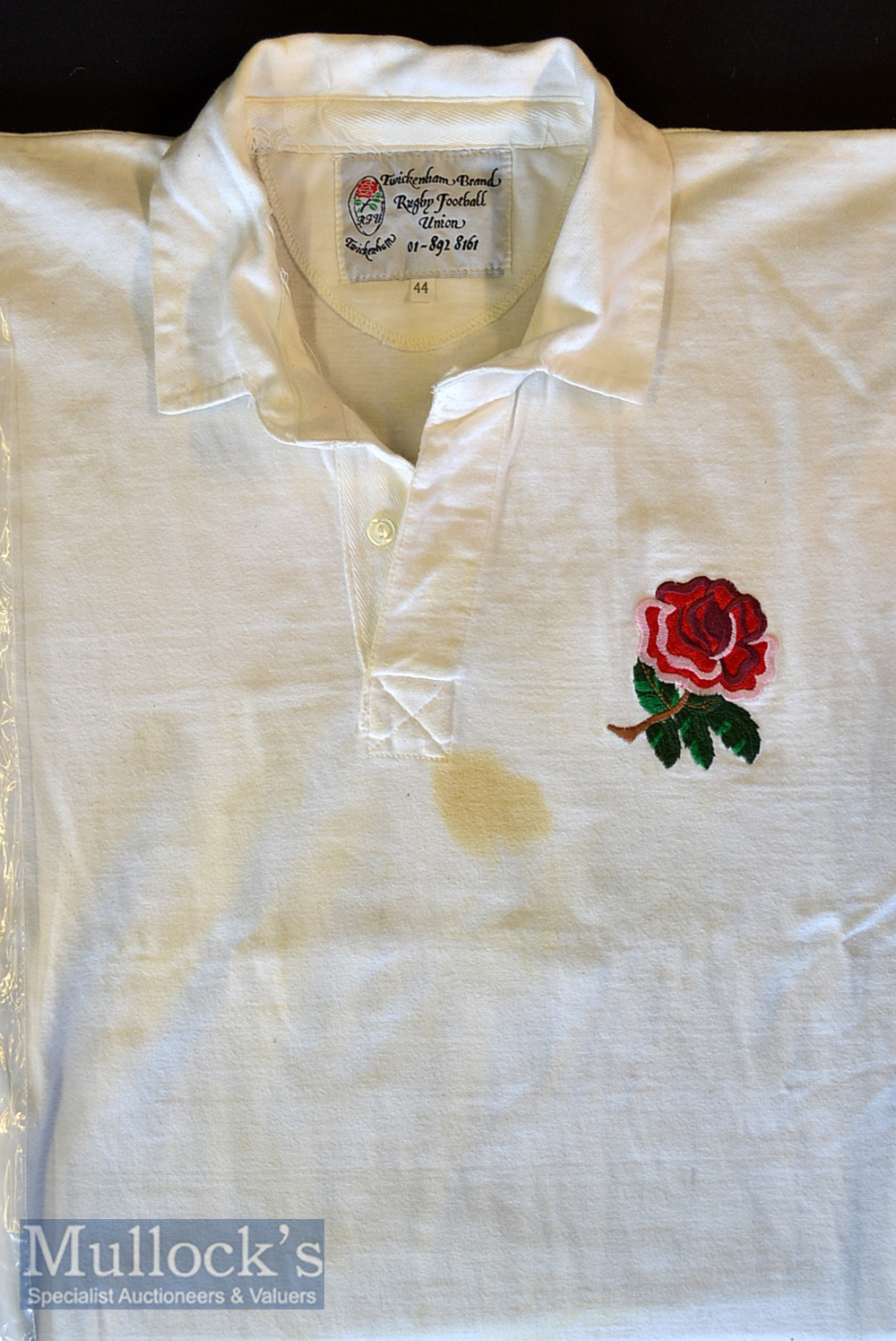 1990 Jeff Probyn England v Wales Match worn Rugby Jersey: RFU’s own brand 44” No. 3 Jersey worn by