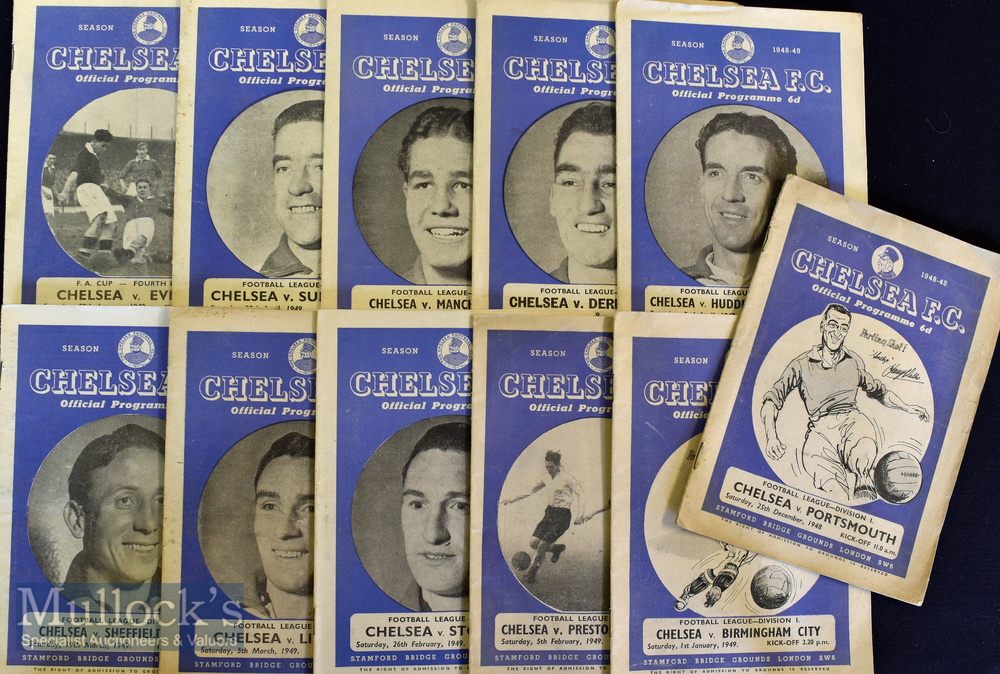 1948/49 Chelsea home football programmes to include Portsmouth^ Birmingham City^ Preston North