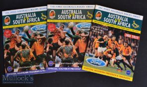 Australia v South Africa 1993 Rugby Programmes (3): All three Test issues from this series^