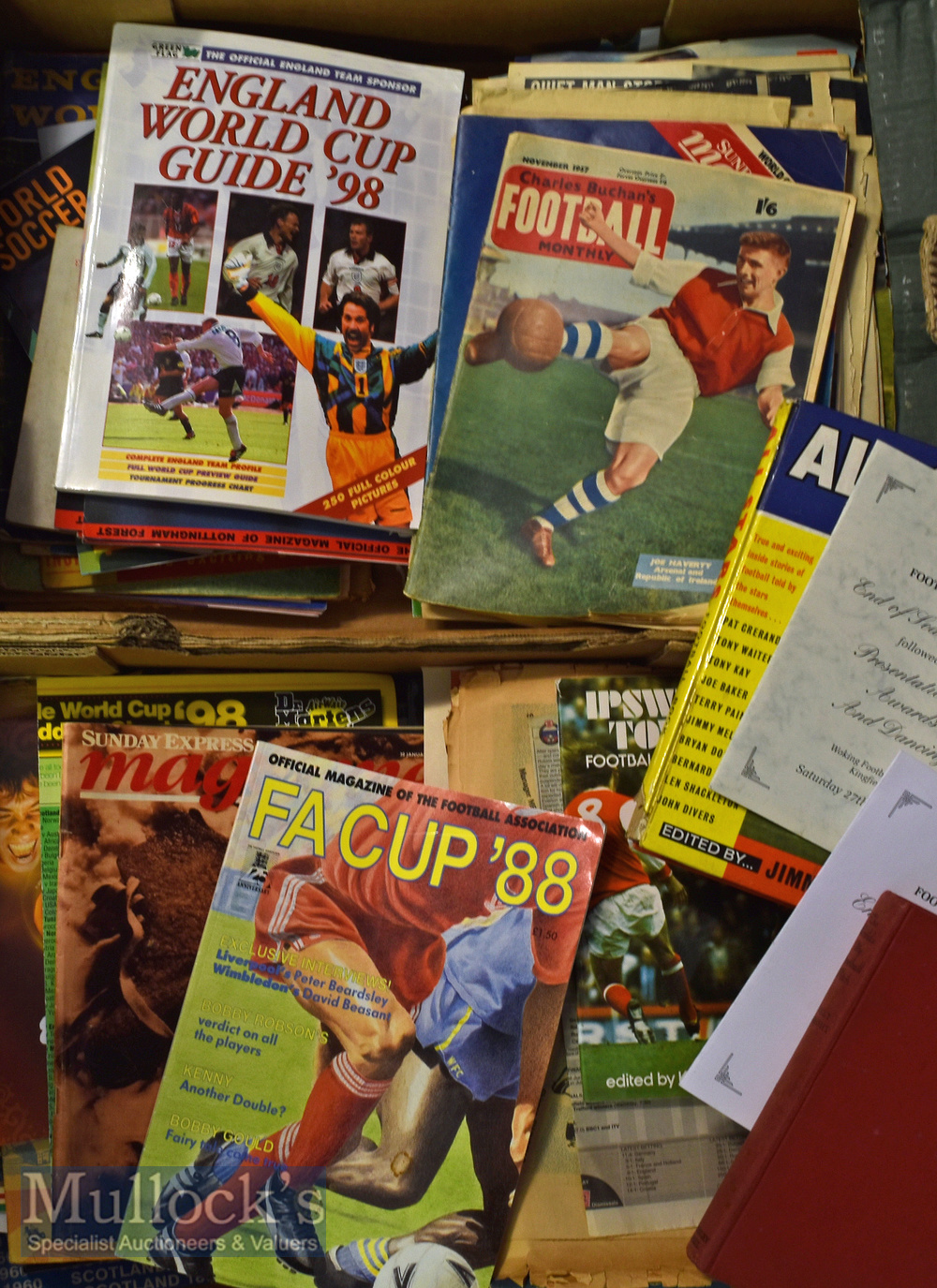 Football Memorabilia and Ephemera Two boxes filled with interesting