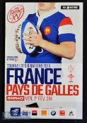 Scarce 2019 France v Wales Rugby Programme: Short print run. As France decide if they are going to