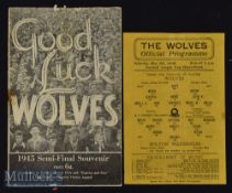 1944/45 Wolverhampton Wanderers v Bolton Wanderers football programme - Football League Cup North