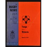 1973 Scarcer Victoria v Tonga Rugby Programme: Slightly marked 20pp issue from Olympic Park^