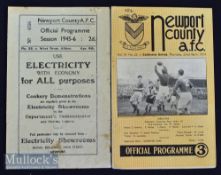 1945/46 Newport County v Wet Bromwich Albion football programme date 6 April^ plus 53/54 Newport