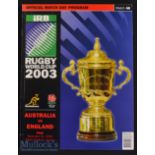 RWC 2003 England Winners v Australia Rugby Programme: The popular and famous edition for the only