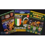 1990/94/97 Australia v France and Italy Test Rugby Programmes (3): Large colourful issues for the