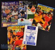 1996 Wales Tour of Australia Rugby Programmes (5): Five of the eight issues from this ill-fated