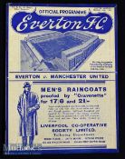 1936/37 Everton v Manchester United football programme date 29 March^ in very good condition^ no