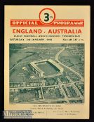 1948 England v Australia (0-11) Rugby Programme & Cutting: Standard 4pp foldover card Twickenham