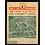 1948 England v Australia (0-11) Rugby Programme & Cutting: Standard 4pp foldover card Twickenham