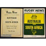 1971 Australia v S Africa Rugby Test Programmes (2): The 1st and 3rd Test issues^ both at Sydney
