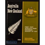 1972 New Zealand v Australia Test Rugby Programme: Large detailed edition for the 1st Test at