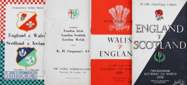 1959 Usuals and Unusual Rugby Programmes (4): Two normal matches^ Wales v England at Cardiff (Dewi