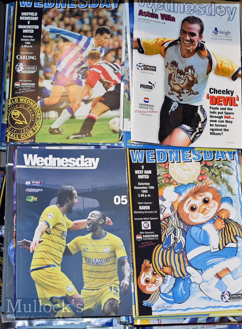 Sheffield Wednesday Football Programmes: Modern selection of programmes from 1990s to 2000s