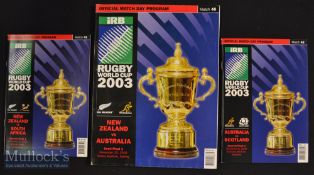 2003 RWC Rugby Programmes (3): Two quarter finals^ Australia v Scotland and NZ v S Africa^ and