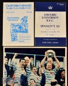 1980s/90s Varsity Rugby: a selection (3): Programmes from Cambridge v Steele-Bodger’s XV 1988 (inc