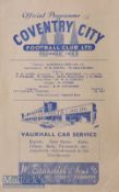 1948/49 Coventry City v West Bromwich Albion Div 2 match programme 19 April 1949. Good^ scarce