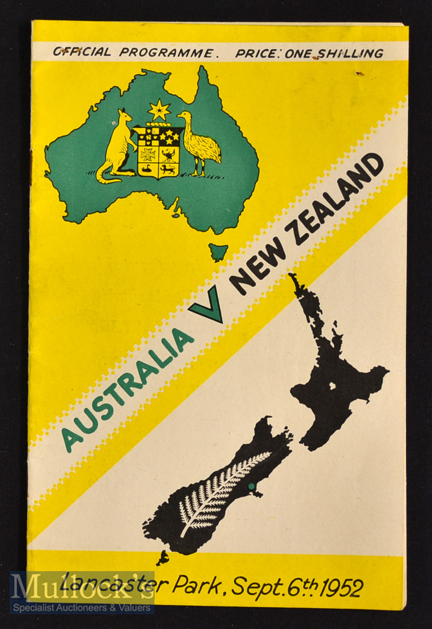 1952 New Zealand v Australia Rugby Programme: Bledisloe Cup match at Christchurch^ attractive 24