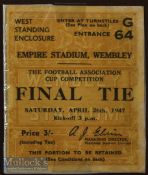 1947 FA Cup Final Burnley v Charlton Athl. match ticket.