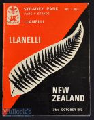 Famous 1972 Llanelli v All Blacks Rugby Programme: The special 54pp packed issue for the great 9-3