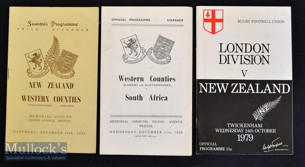 Tourist Games Rugby Programmes (3): Western Counties v New Zealand 1953 & South Africa 1969 (both