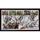1996 Football Heroes First Day Cover Signed by 9x to include Liverpool Players Phil Neal^ Kevin