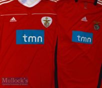 2010/2012 Benfica Home Football Shirts both in red^ short sleeve replica shirts^ both XL sizes^