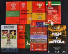 Wales v Australia & v S Africa Rugby Programmes (8): Issues v the Wallabies in 1958^ 1975^ 1984^