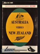 1985 New Zealand v Australia Rugby Programme: At Auckland for Bledisloe Cup^ large attractive 50 pp^