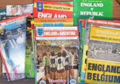Collection of England international match programmes mainly homes^ some aways^ from 1964 through