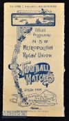 V Rare 1909 Wallabies v NSW Rugby Programme: Lovely 111 year-old item from the prolific NSW