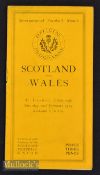 1924 Scotland v Wales Rugby Programme: Inverleith venue for this standard 8pp slim orange issue^