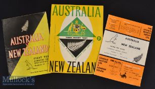 1962 New Zealand v Australia Rugby Test Programmes (3): Full colourful set of three close matches at