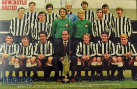 Newcastle United Signed print a centre page depicting the Fairs Cup Winners of 1969^ framed^ overall