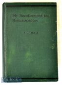 1926 Rugby Book^ W A Millar^ My Recollections & Reminiscences: Tightly bound in green boards^